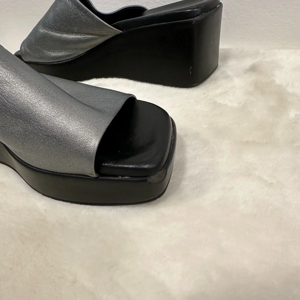 Spring Step Italian Silver Wedge 90s Y2K style platform dress casual Sandals!
